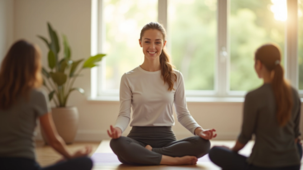 Instruktor vedoucí dechové cvičení v klidném prostředí