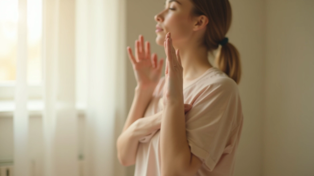 Osoba provádějící dechová cvičení v klidném prostředí